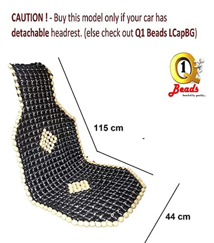 Q1 Beads LDxBlack Wooden beads car seat cover Black colour  suitable for Chair & all the car seat having detachable headrest (1 Pack)