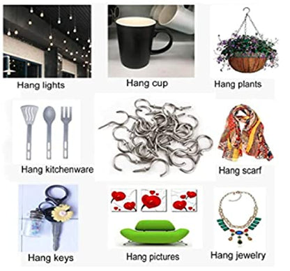 Q1 Beads 40 Pcs 1.5" Steel Cup Hook Ceiling Hooks J Hook Heavy Duty for Hanging Indoor & Outdoor (Chrome, 1.5 Inch, 40 Pcs)