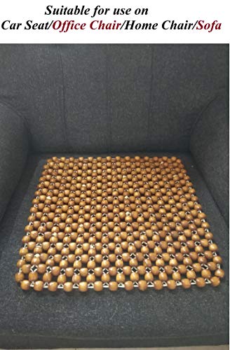 Q1 Beads SChocolate Wooden beads acupressure mat bead seat cushion/heating pad/gel pad cover seat cushion for CAR/Office chair/Home Chair/Sofa/Jhula/Swing/Truck/Bus/Tempo(Small, Golden Brown)