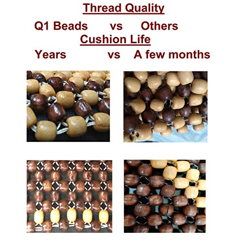 Q1 Beads Wooden Beads Acupressure Mat Car Seat Cover Cushion For All Cars & SUVs, XL, Coffee