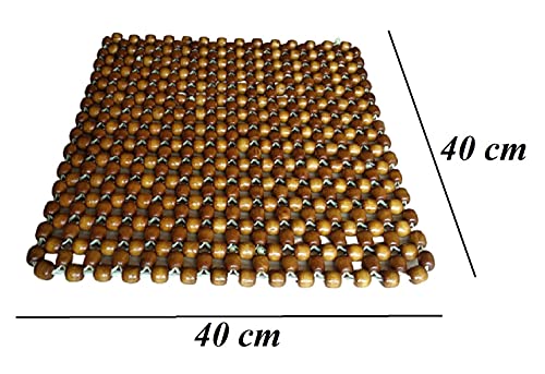 कार/ऑफिस कुर्सी/घर की कुर्सी/सोफा/झूला/झूला/ट्रक/बस/टेम्पो के लिए Q1 बीड्स चॉकलेट लकड़ी के मोती एक्यूप्रेशर मैट मनका सीट कुशन/हीटिंग पैड/जेल पैड कवर सीट कुशन (छोटा, सुनहरा भूरा)
