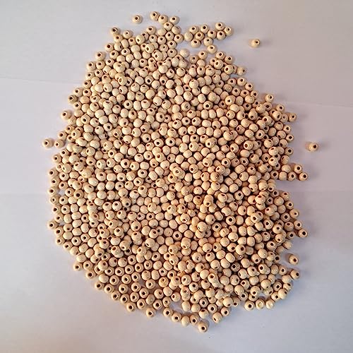 Q1 Beads 1150 Pieces. 6x7 mm Small Hole Wooden Beads for Craft,Macrame Cream Color (1 mm Hole)