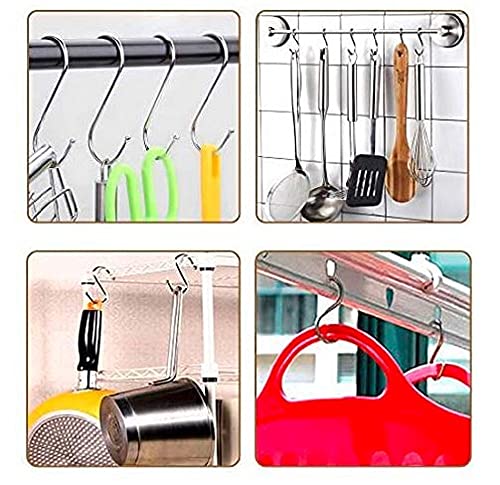 Q1 Beads 12 Pack 6" S Hooks Stainless Steel Heavy Duty S Hook Large for Kitchen Cutlery Hanging, Bathroom ,Shop,Showroom Hanging Plant,Storage Room ,Office ,Pans ,Tree Branch Hooks,Closet,Garden,Flower Basket,Pergola,Pan, Pot,Coat,Bag