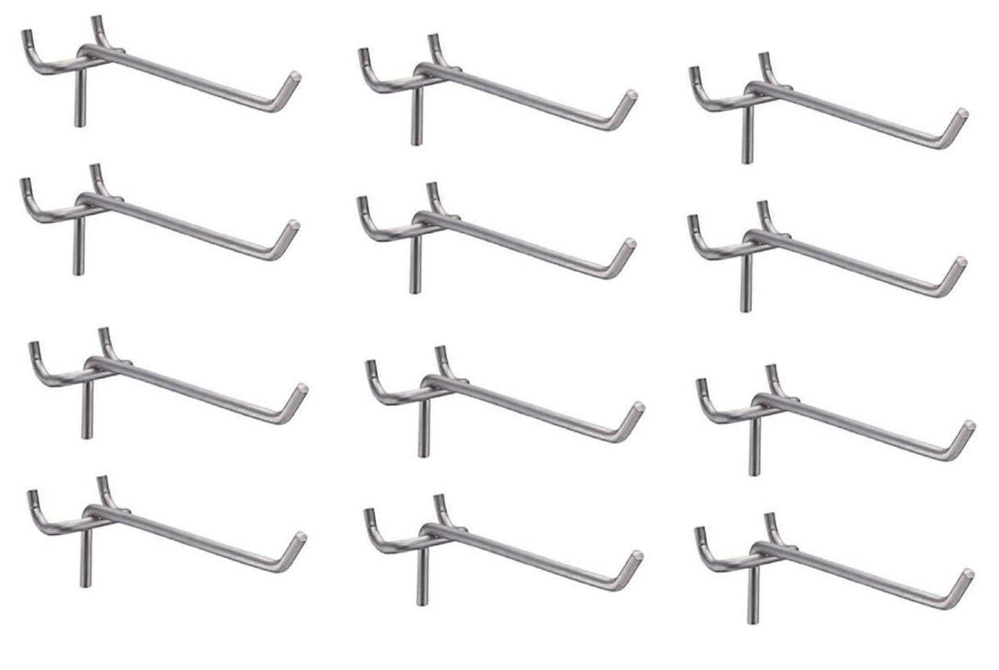 Q1 Beads 12 Pack 4" Heavy Duty Pegboard Hooks Kit Peg Hooks for 1” Spaced Pegboards, Utility Hooks for Wall Organizing in Home or Garage (Chrome, 4 inch, 12 Pcs)