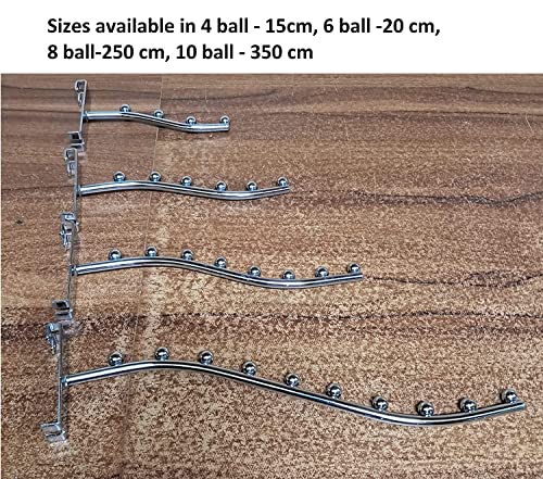 Q1 Beads Steel 10 Balls Pin Jali Hooks Grid Panel Hanger for Retail Display Gridwall Panel Mesh Made in 8 mm Rod (2 Pack, Chrome)