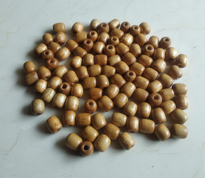 Q1 Beads 100 Pcs 16x17 mm Natural Plain Oval Wooden Beads 16 x 17 mm with Big Hole Ball for Jewellery Making & DIY Craft Findings and Multipurpose(16x17 mm,6 mm Hole,Beige Color)